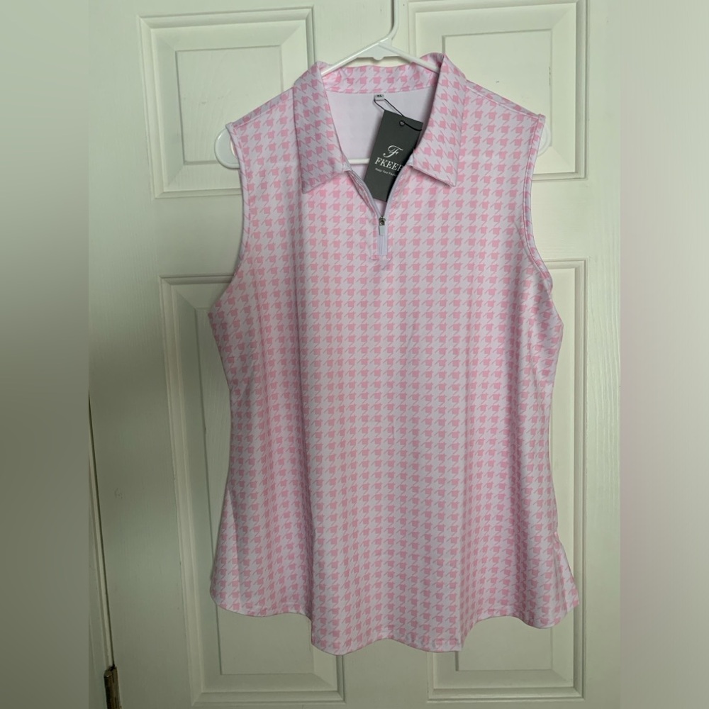 NWT 1/4 zip sleeveless houndstooth tank XL/L